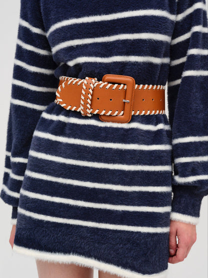 Wide Stitch Belt - Brown | For Love and Lemons