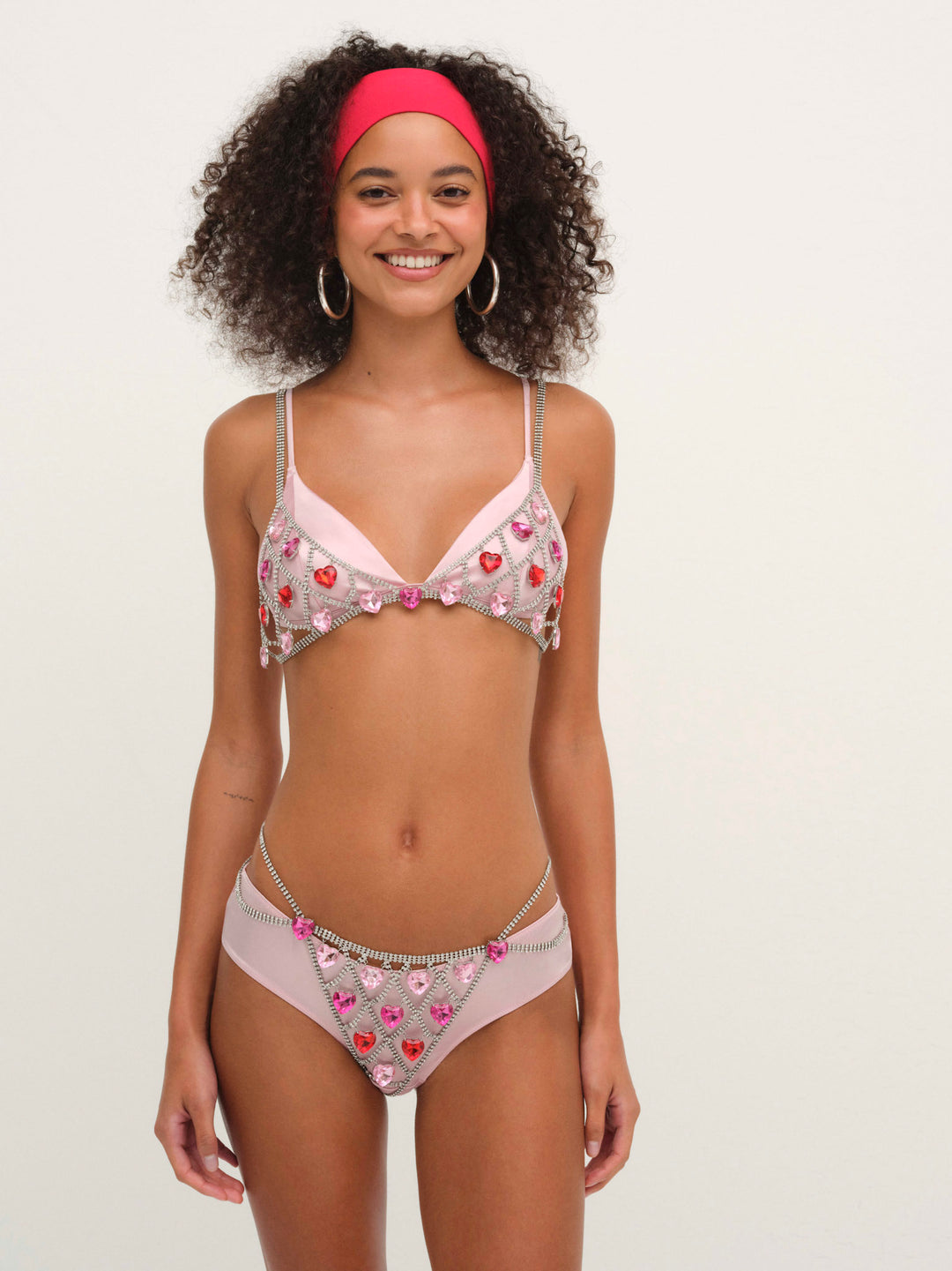 Rhinestone Heart Thong Panty - Red | For Love and Lemons