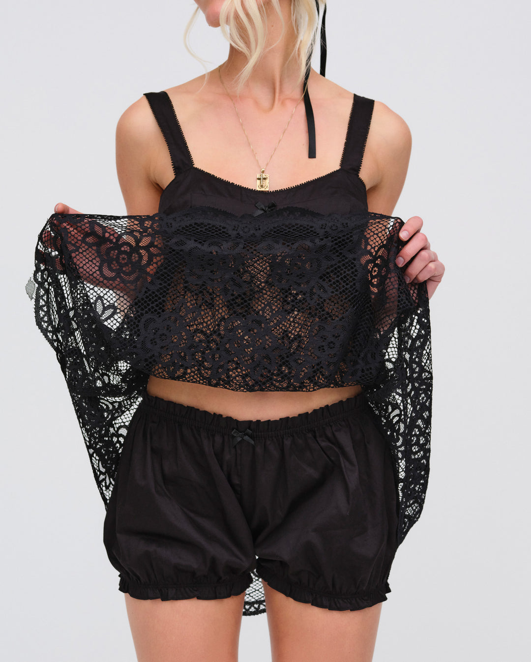 Sonnet Lace Babydoll Set - Black | For Love and Lemons