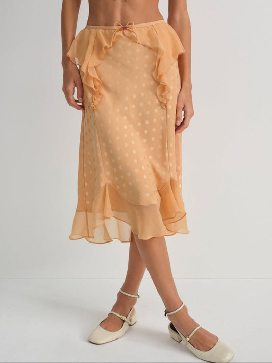 Glimmer Rosebud Midi Skirt - Rose Gold | For Love and Lemons