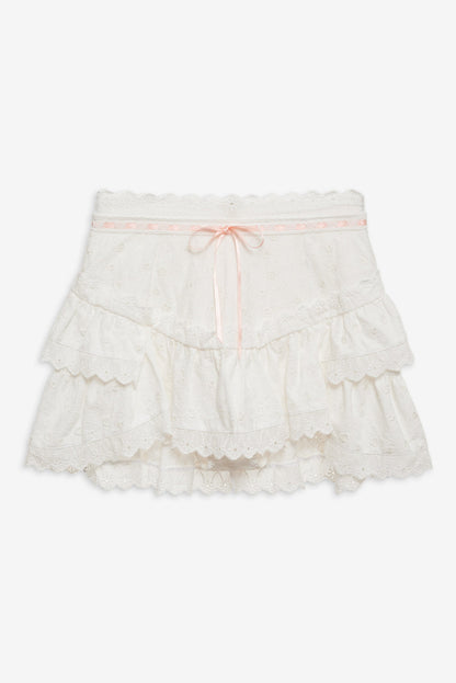 Summer Swirl Eyelet Mini Skirt - White | For Love and Lemons