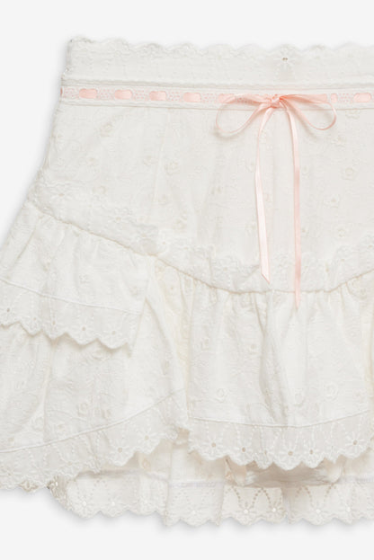 Summer Swirl Eyelet Mini Skirt - White | For Love and Lemons