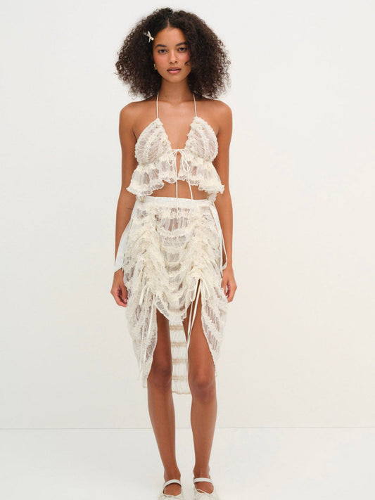 Romy Midi Slip Skirt - White | For Love and Lemons