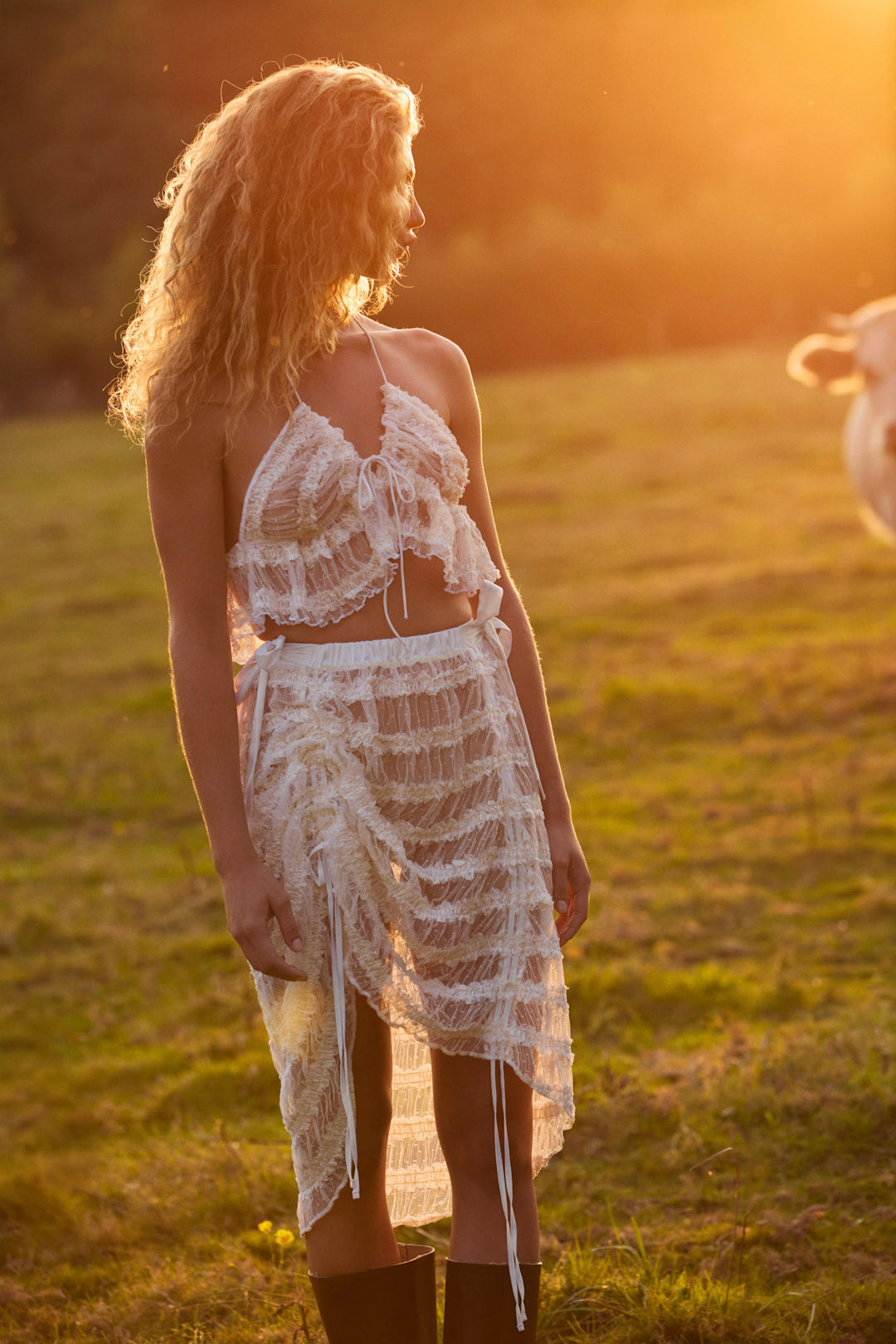 Romy Midi Slip Skirt - White | For Love and Lemons