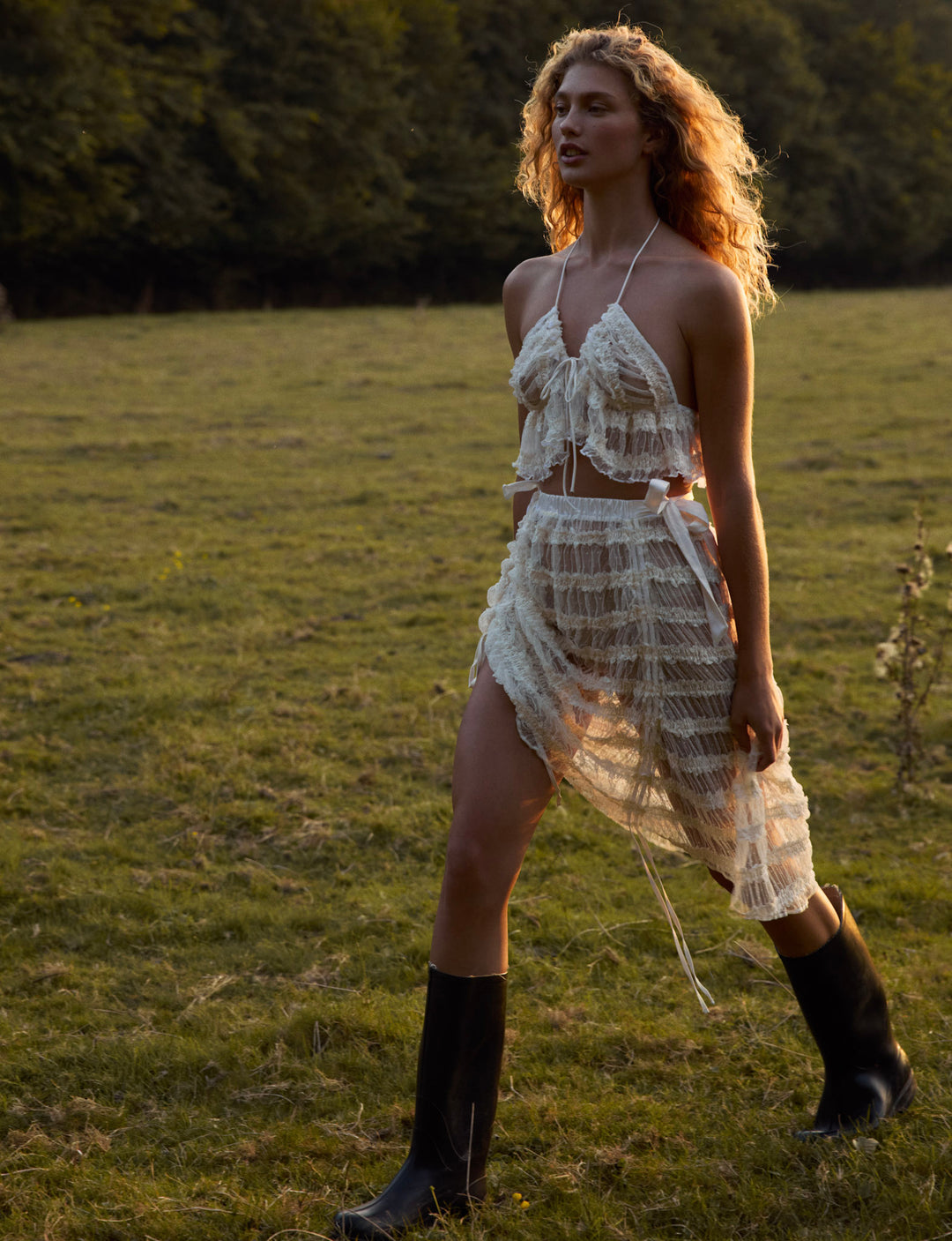 Romy Midi Slip Skirt - White | For Love and Lemons