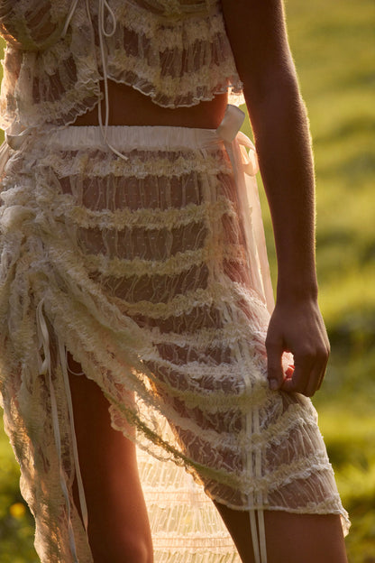Romy Midi Slip Skirt - White | For Love and Lemons