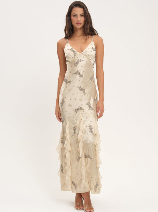 Elea Beaded Maxi Dress - Cream | For Love and Lemons