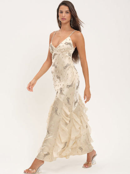 Elea Beaded Maxi Dress - Cream | For Love and Lemons