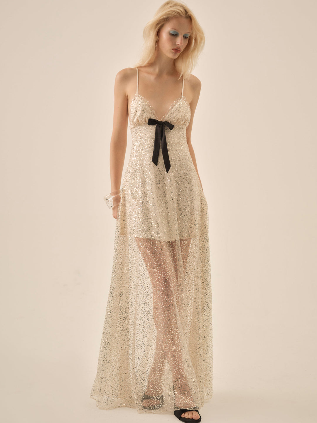 Clara Crystals Maxi Dress - Silver | For Love and Lemons