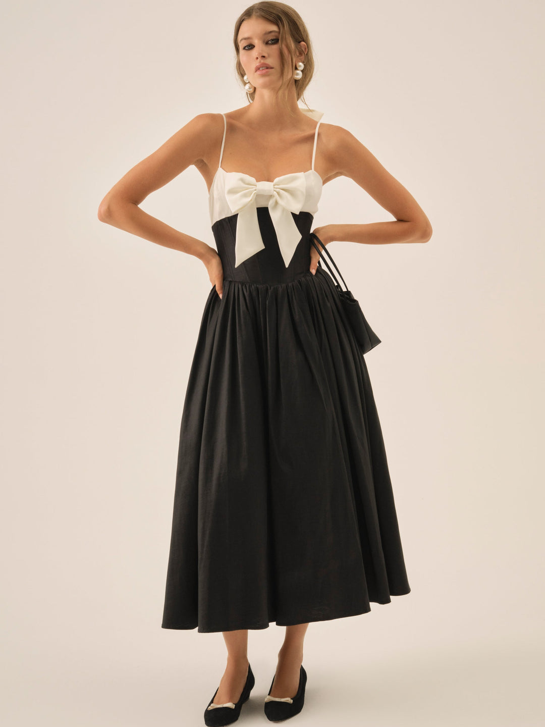Emalie Taffeta Midi Dress - Black | For Love and Lemons