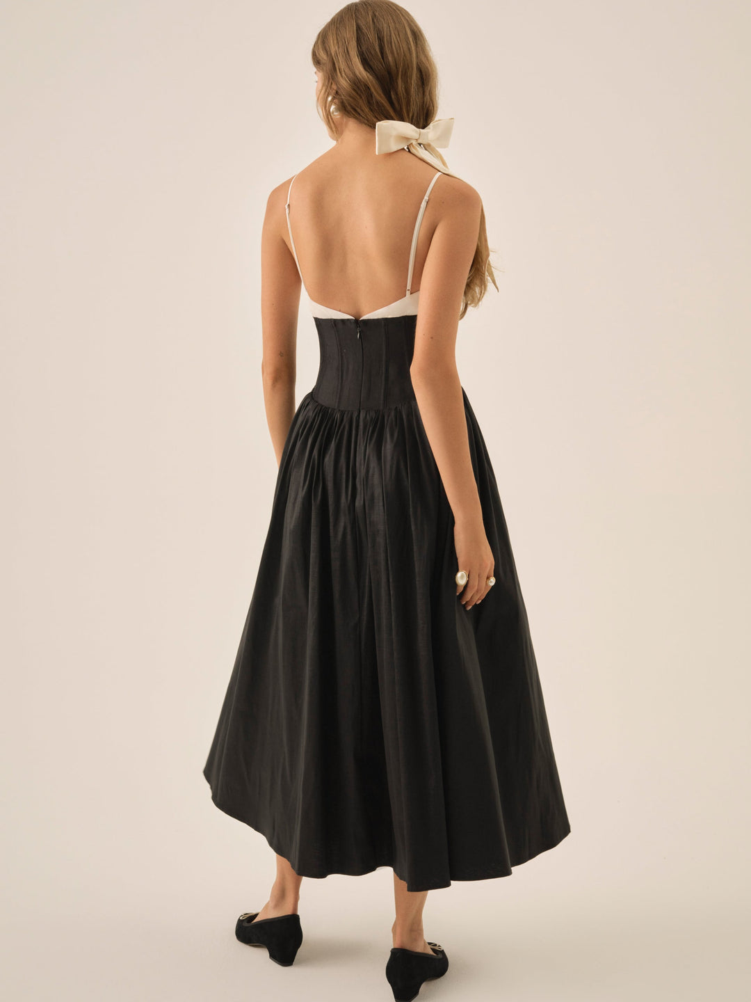 Emalie Taffeta Midi Dress - Black | For Love and Lemons