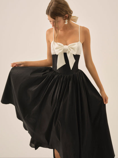 Emalie Taffeta Midi Dress - Black | For Love and Lemons