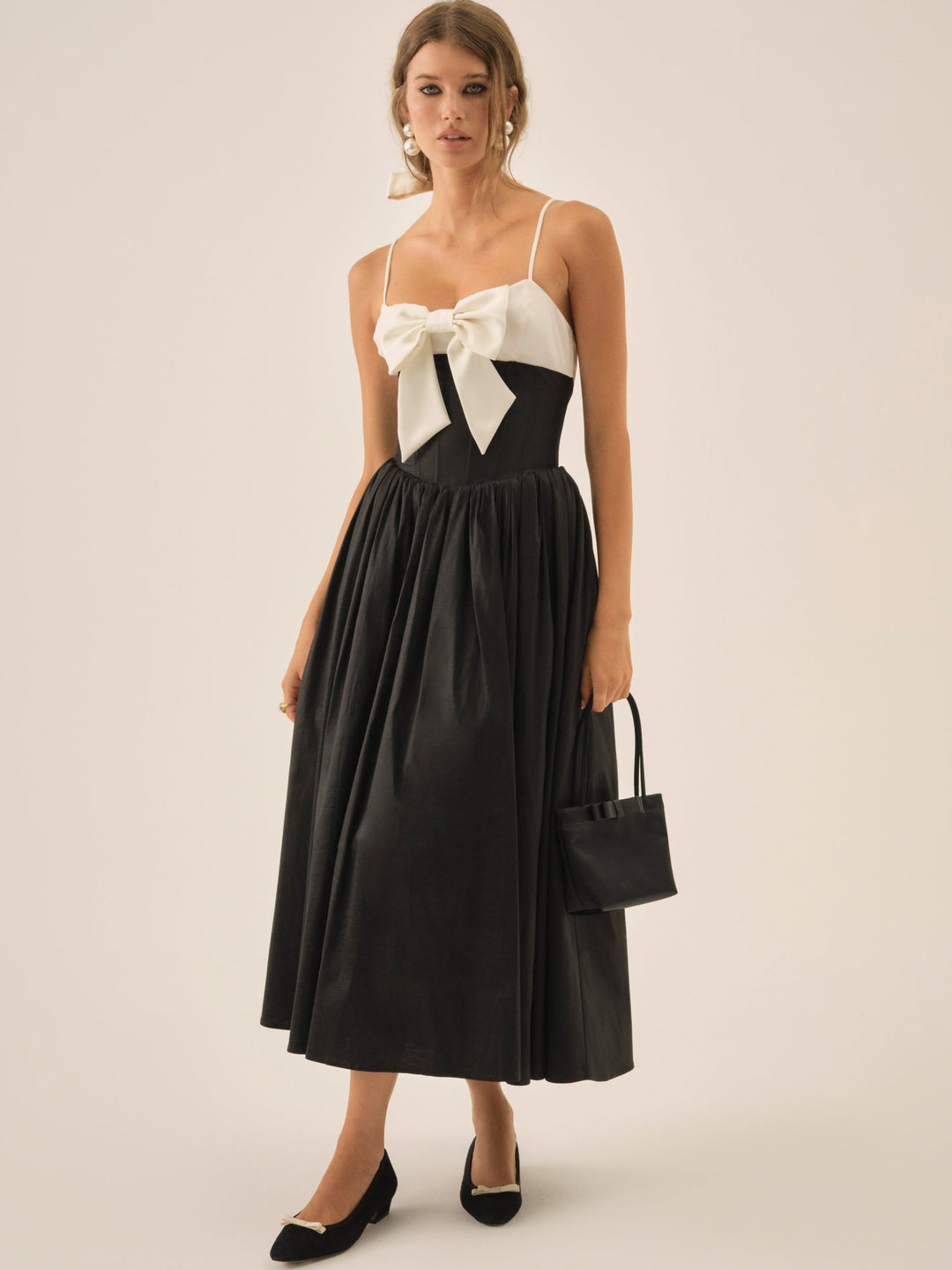 Emalie Taffeta Midi Dress - Black | For Love and Lemons
