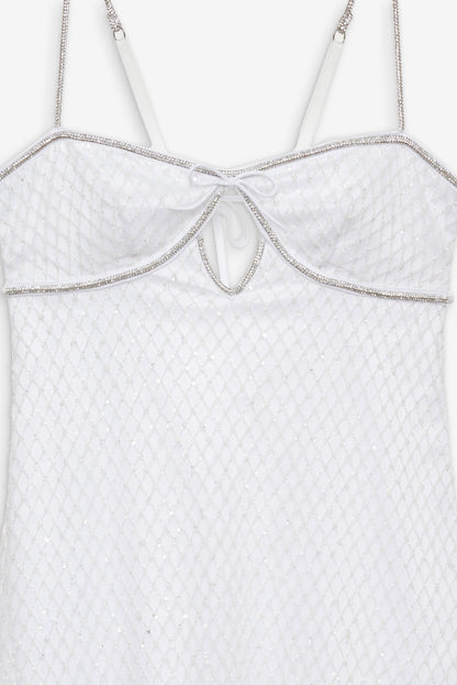 Glitter Slip Dress - White | For Love and Lemons