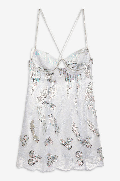 Opal Mini Dress - Silver | For Love and Lemons