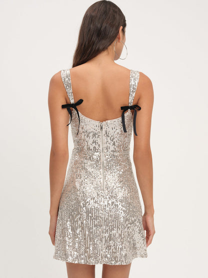 Candice Mini Dress - Silver | For Love and Lemons