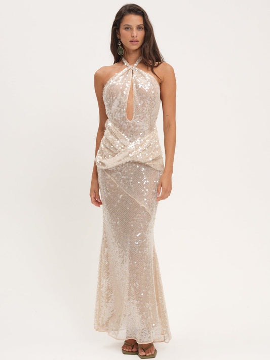 Sydney Sequin Maxi Dress - Nude | For Love and Lemons