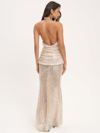 Sydney Sequin Maxi Dress - Nude | For Love and Lemons
