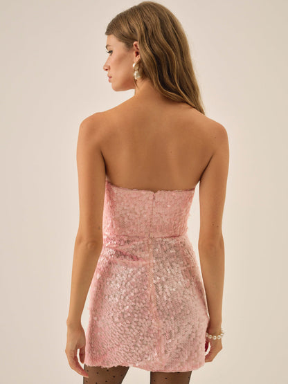 Elysian Sequin Mini Dress - Baby Pink | For Love and Lemons