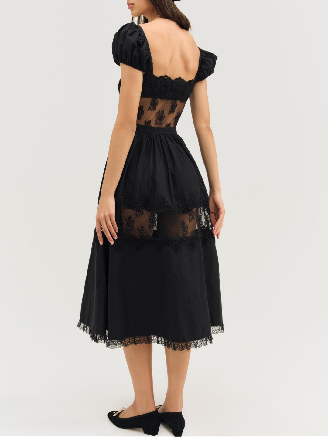 Liya Lace Midi Dress - Black | For Love and Lemons