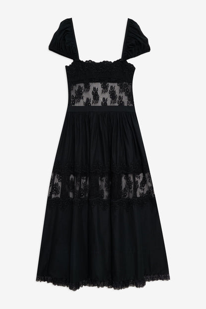Liya Lace Midi Dress - Black | For Love and Lemons
