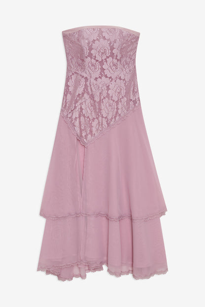 Claudia Rose Lace Strapless Midi Dress - Mulberry | For Love and Lemons