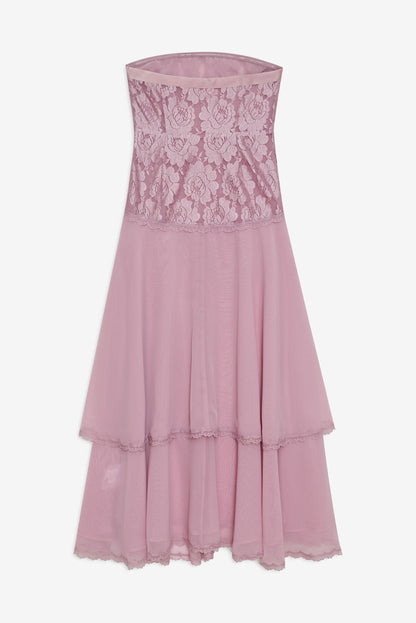 Claudia Rose Lace Strapless Midi Dress - Mulberry | For Love and Lemons