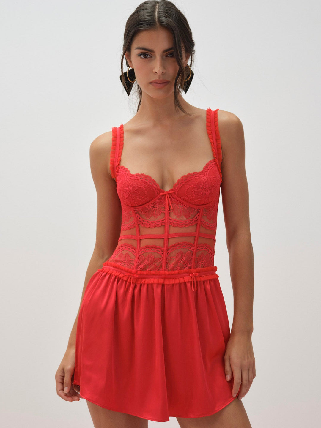 Fiona Lace Slip Dress - Red | For Love and Lemons