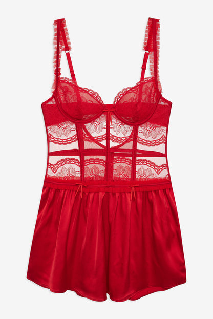Fiona Lace Slip Dress - Red | For Love and Lemons