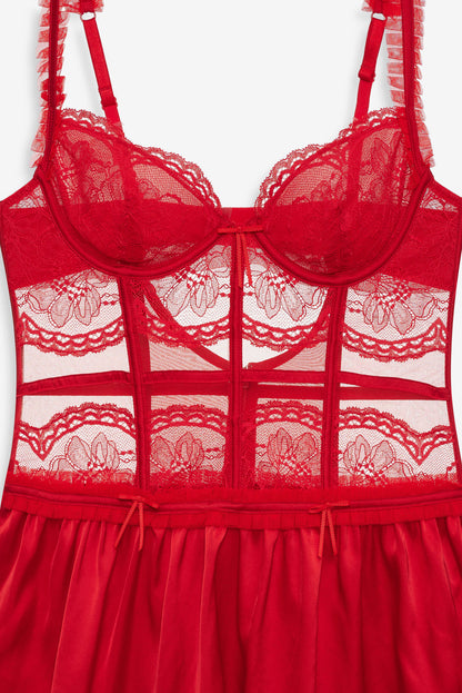 Fiona Lace Slip Dress - Red | For Love and Lemons