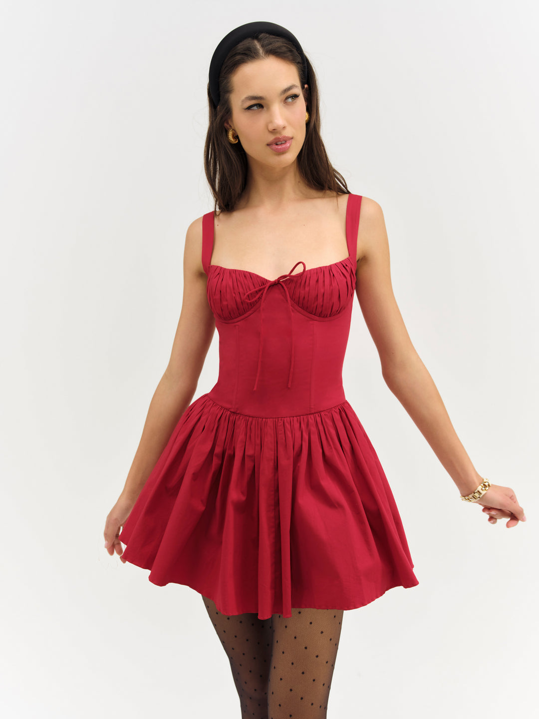 Helena Poplin Bustier Mini Dress - Red | For Love and Lemons