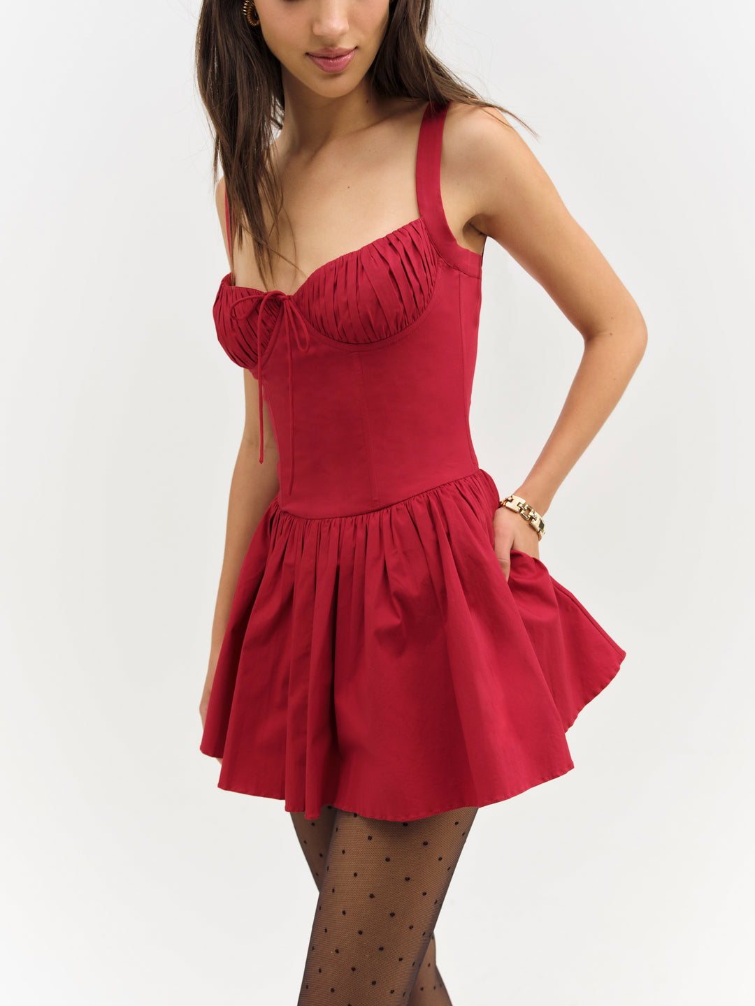 Helena Poplin Bustier Mini Dress - Red | For Love and Lemons