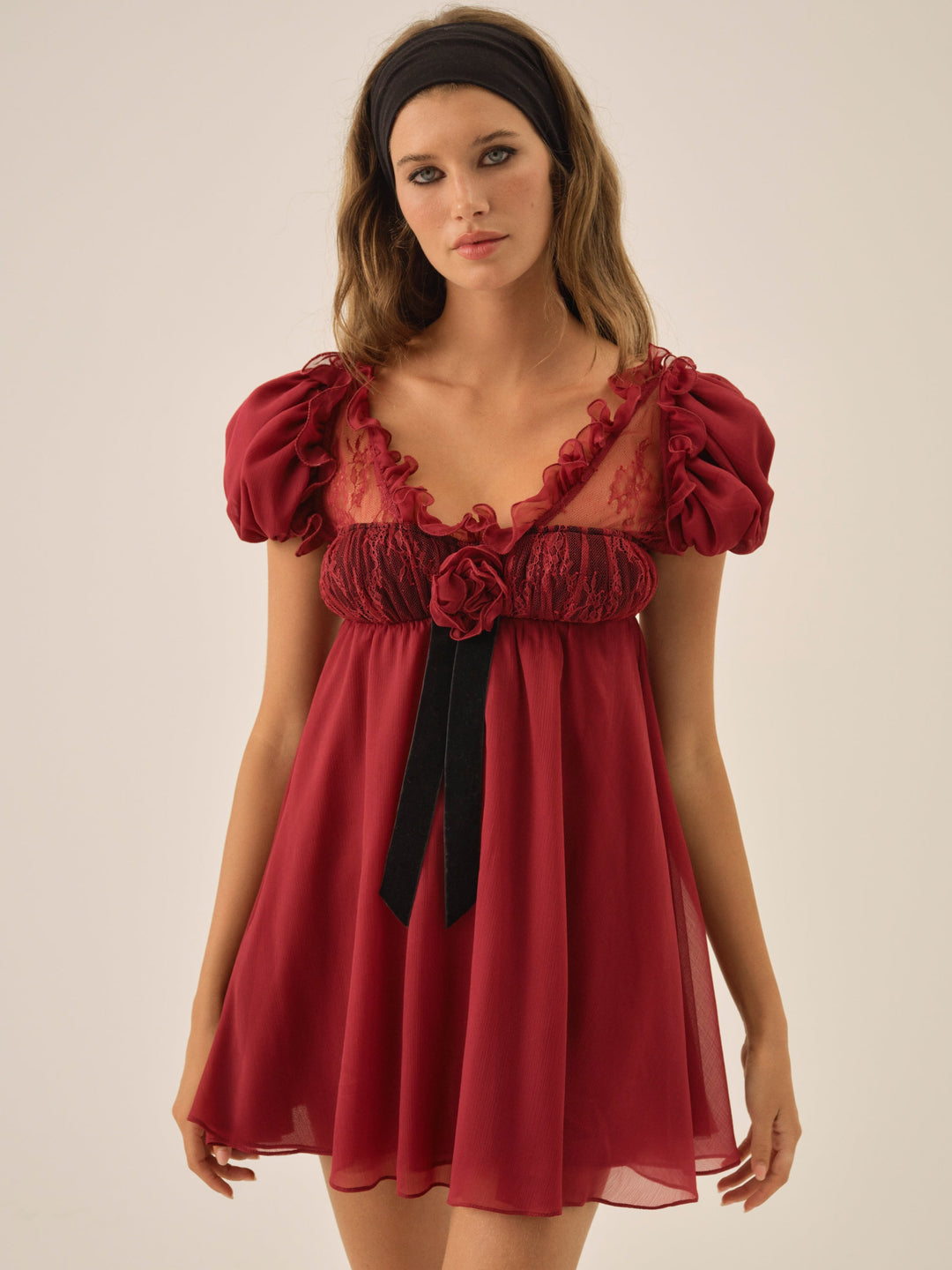 Claudine Chiffon Mini Dress - Oxblood | For Love and Lemons