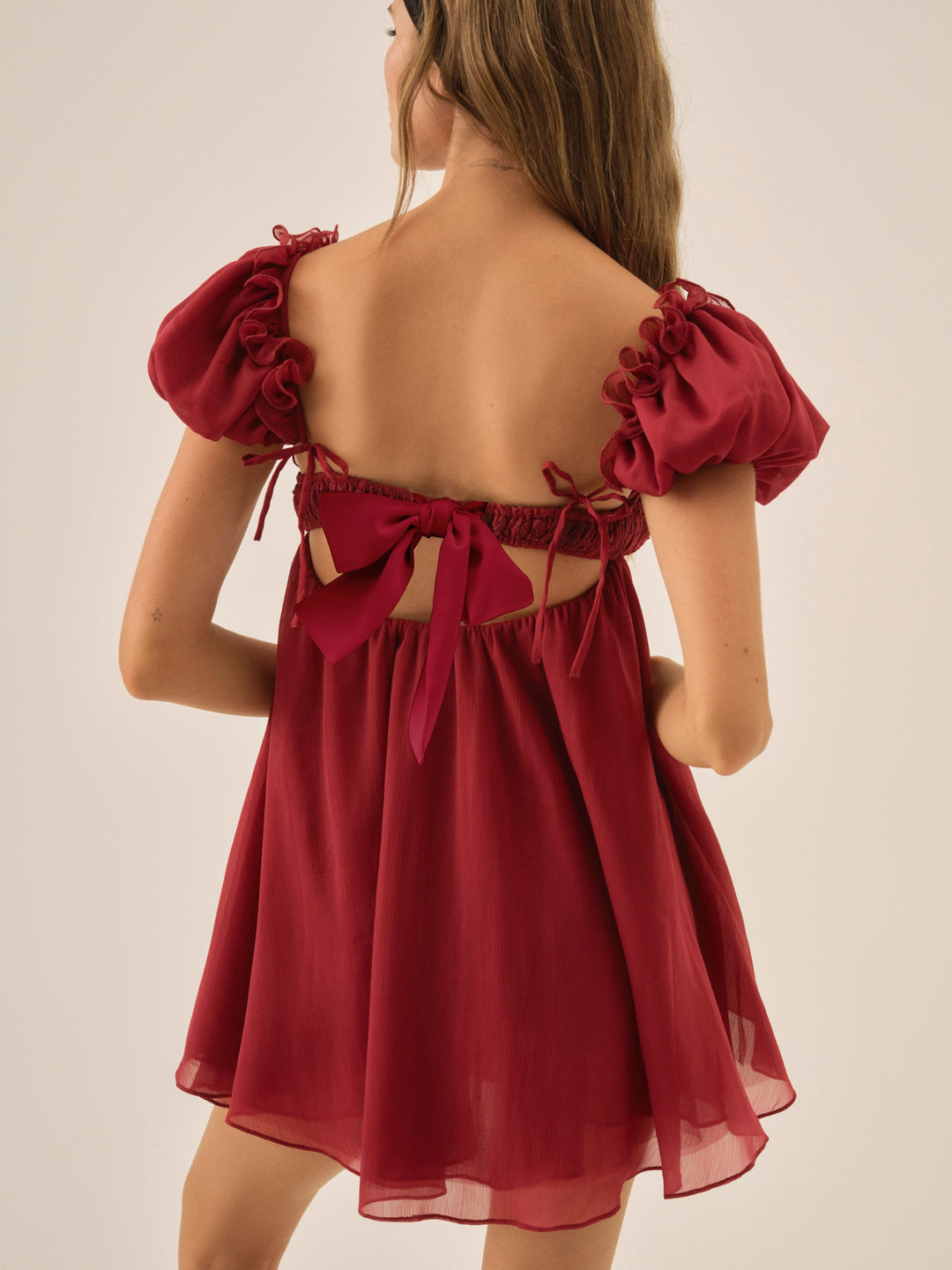 Claudine Chiffon Mini Dress - Oxblood | For Love and Lemons