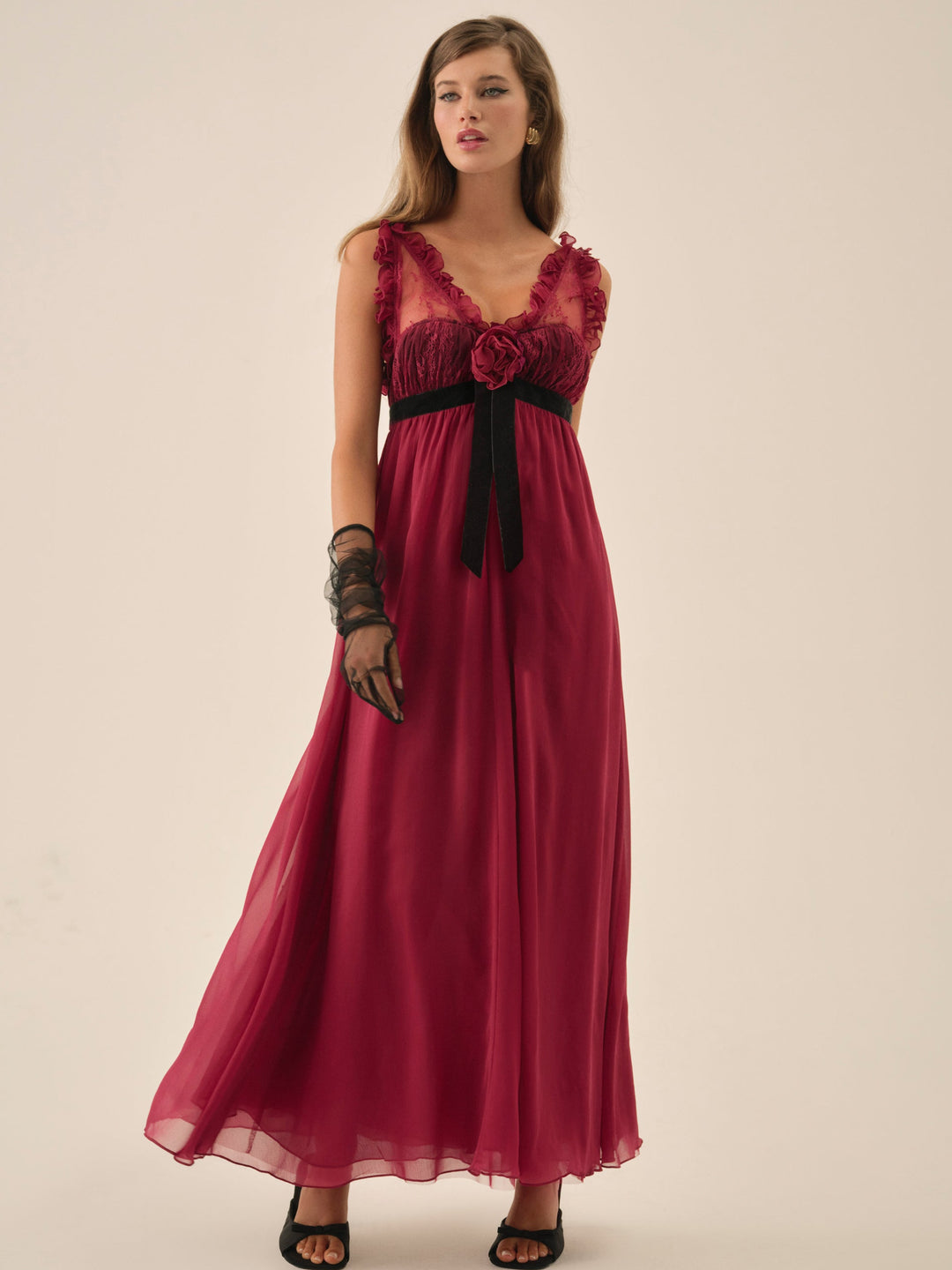 Claudine Chiffon Maxi Dress - Oxblood | For Love and Lemons