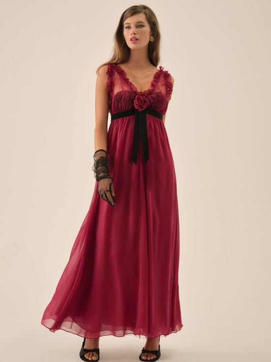 Claudine Chiffon Maxi Dress - Oxblood | For Love and Lemons