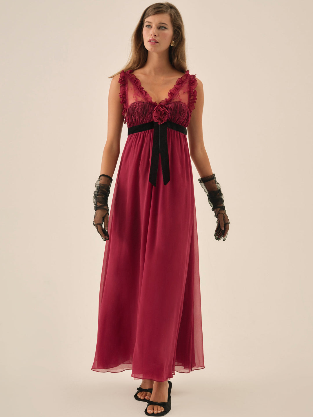 Claudine Chiffon Maxi Dress - Oxblood | For Love and Lemons