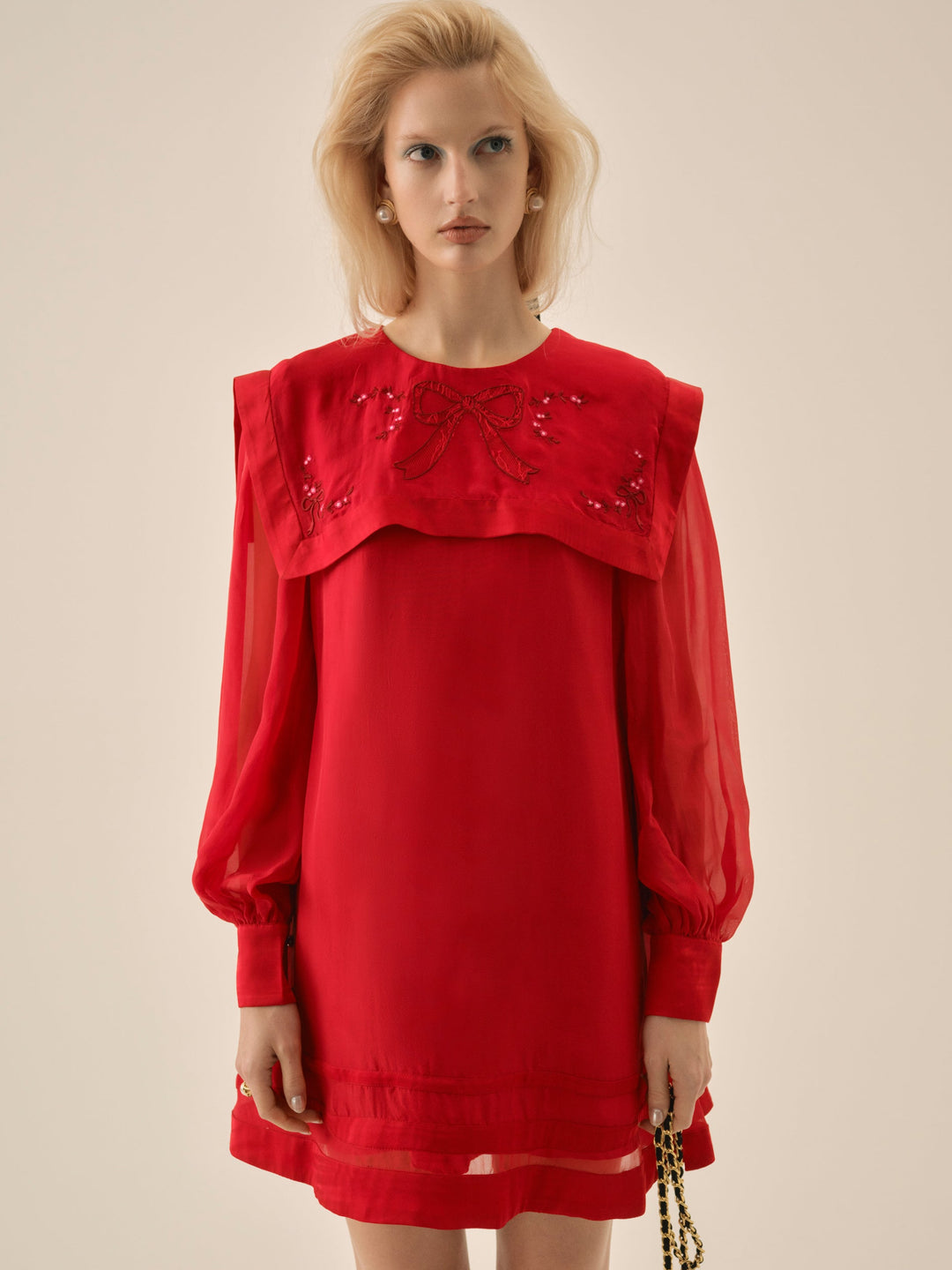 Betsy Bow Mini Dress - Red | For Love and Lemons
