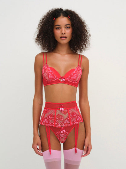 Heartbeat Garter Belt - Red | For Love and Lemons