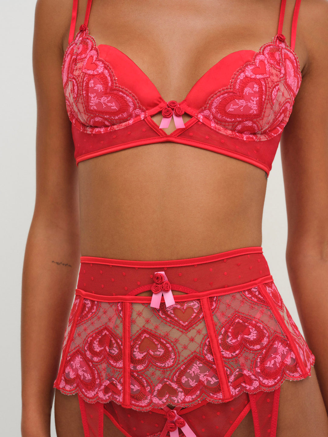Heartbeat Garter Belt - Red | For Love and Lemons