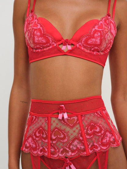 Heartbeat Garter Belt - Red | For Love and Lemons