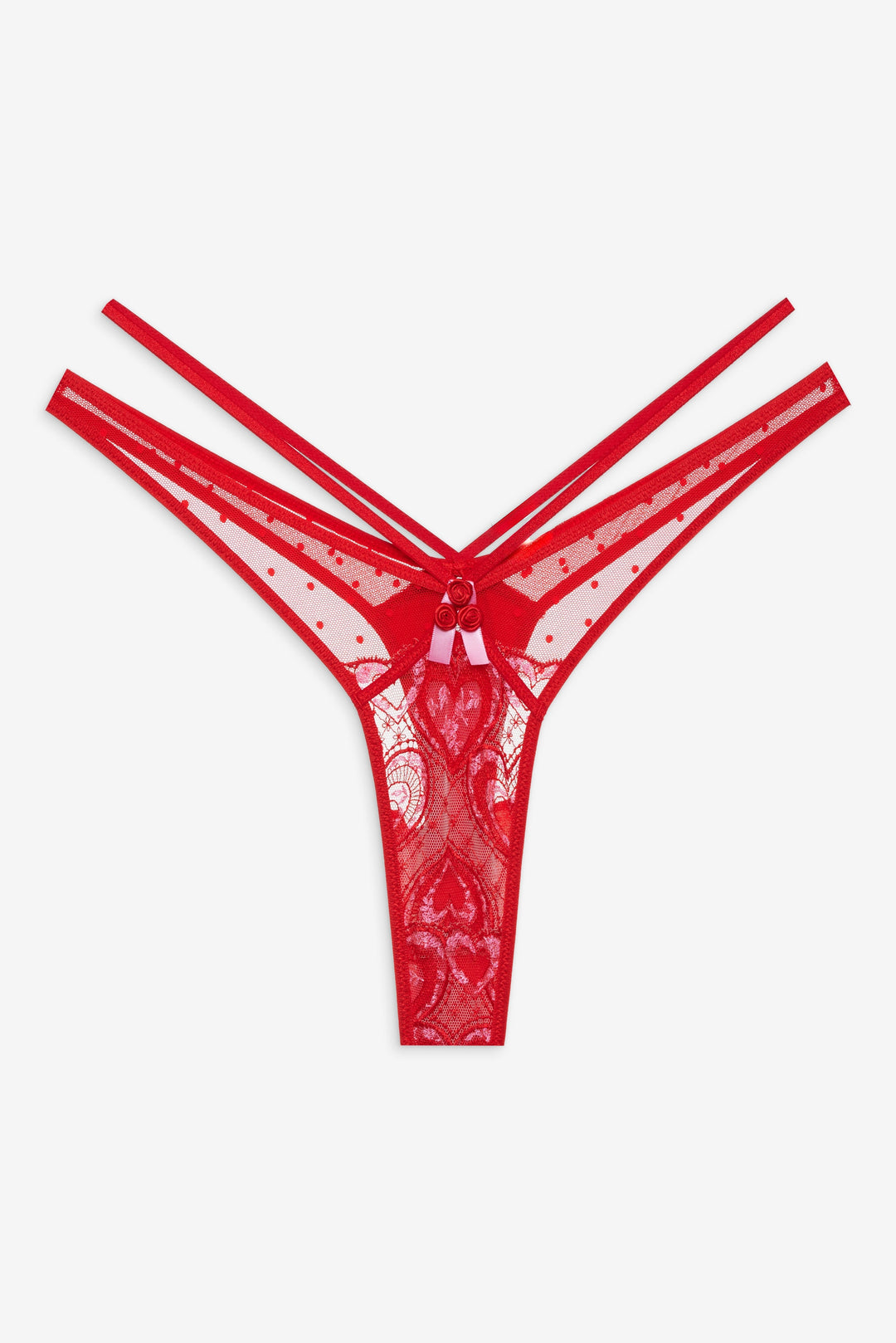 Heartbeat Lace Thong Panty - Red | For Love and Lemons