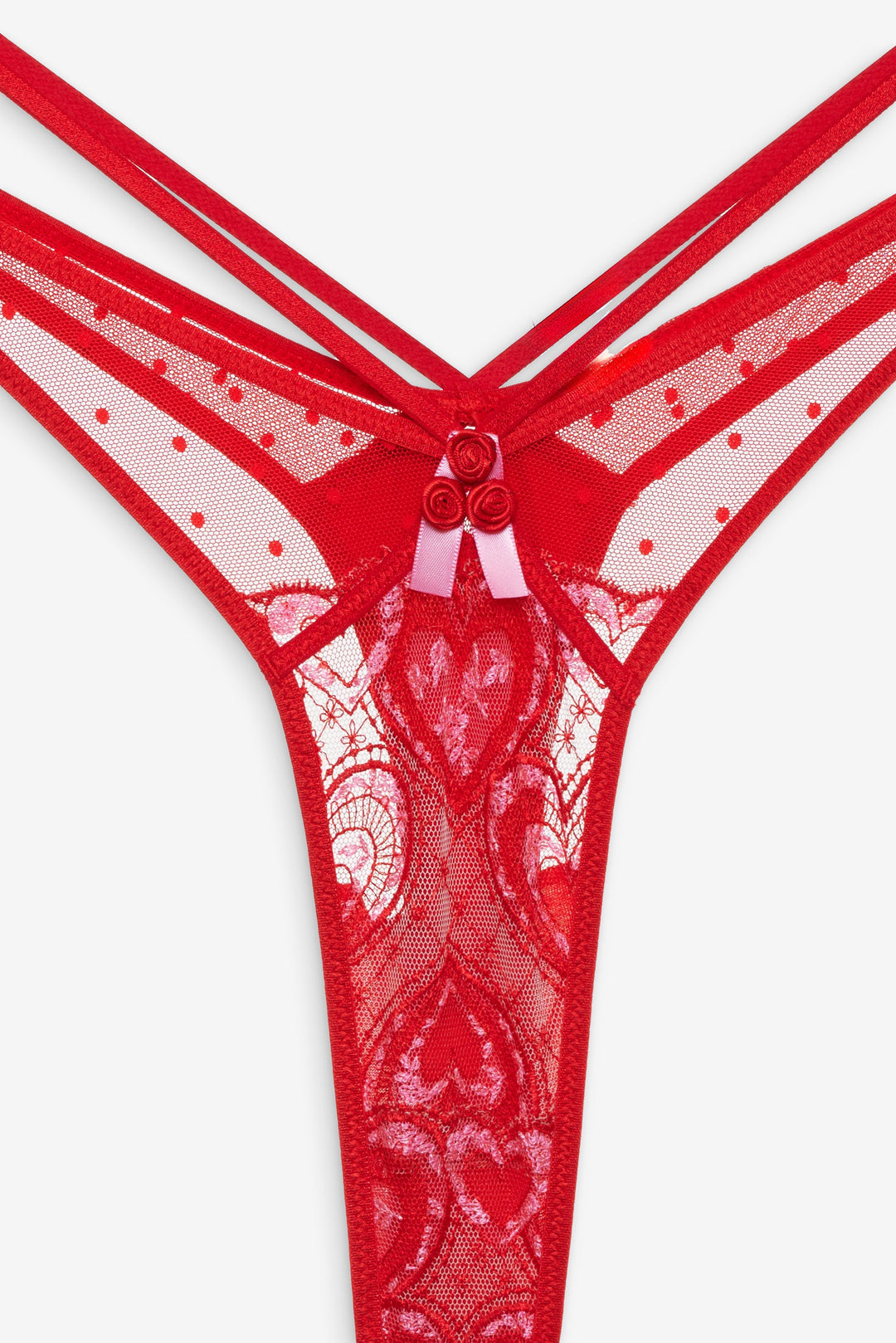 Heartbeat Lace Thong Panty - Red | For Love and Lemons