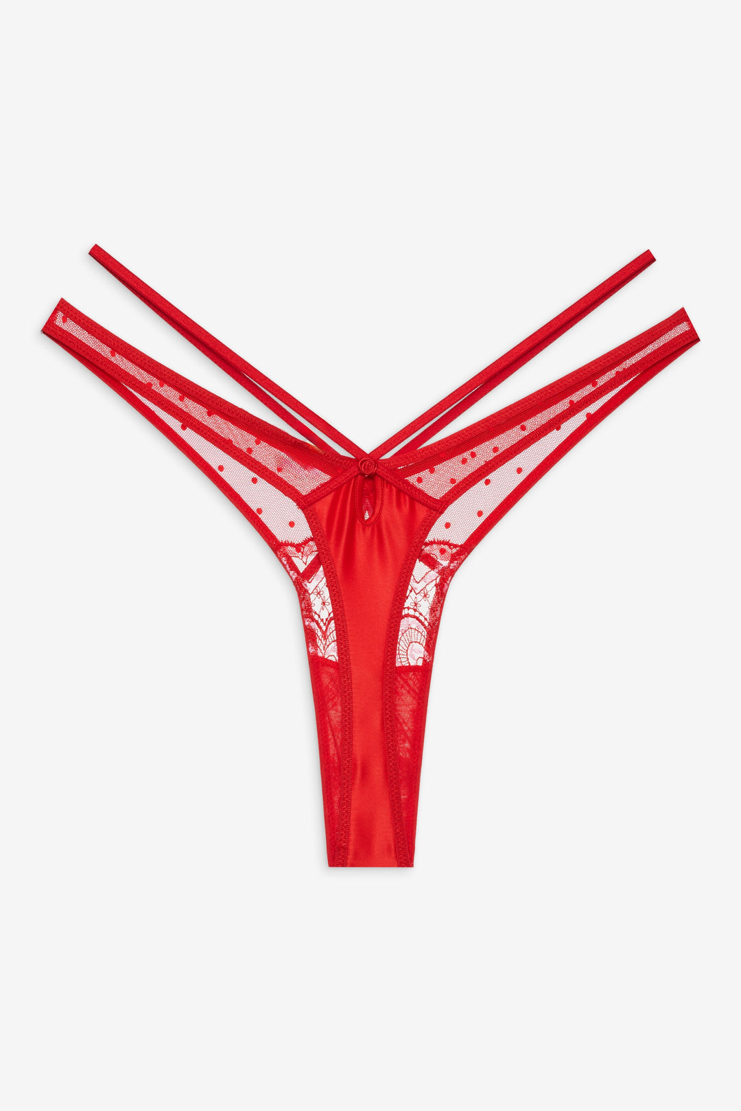 Heartbeat Lace Thong Panty - Red | For Love and Lemons