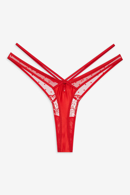 Heartbeat Lace Thong Panty - Red | For Love and Lemons