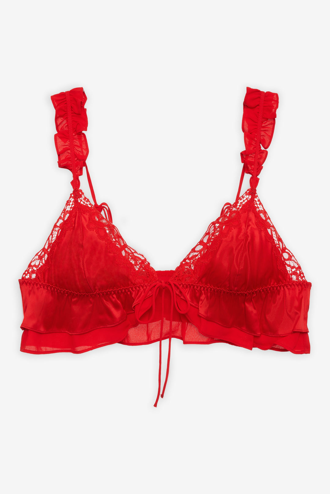 Butterfly Lace Ruffle Bralette - Red | For Love and Lemons