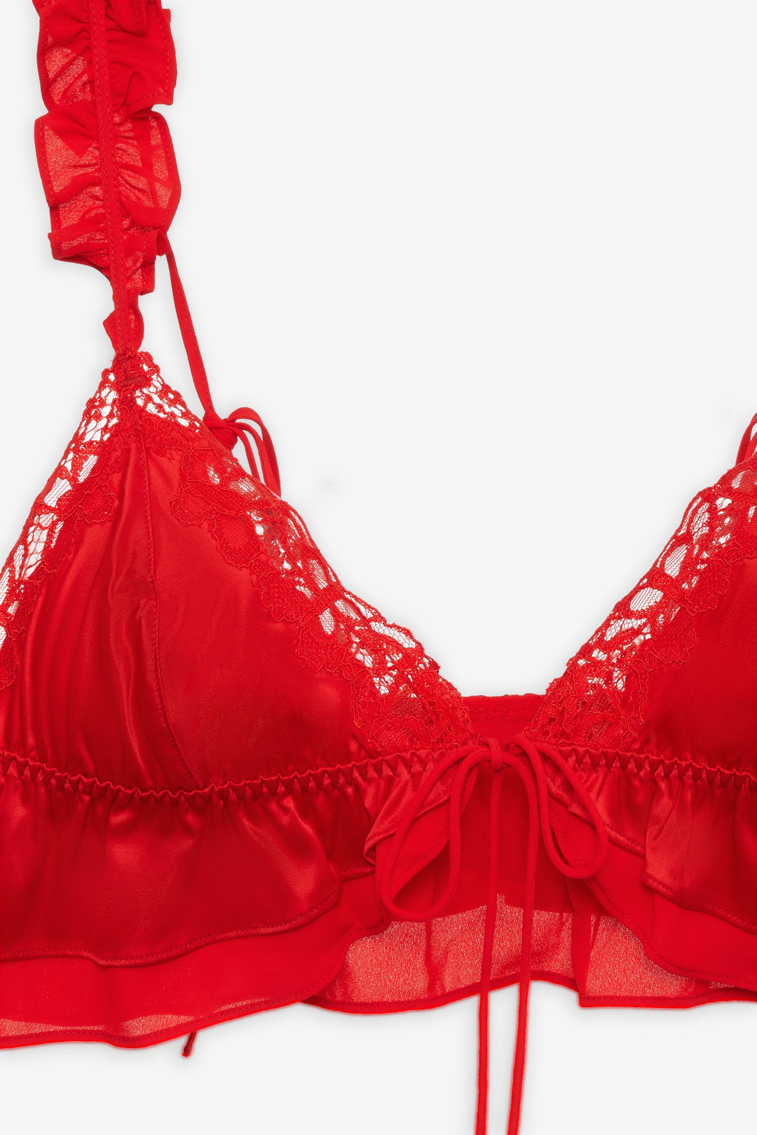 Butterfly Lace Ruffle Bralette - Red | For Love and Lemons