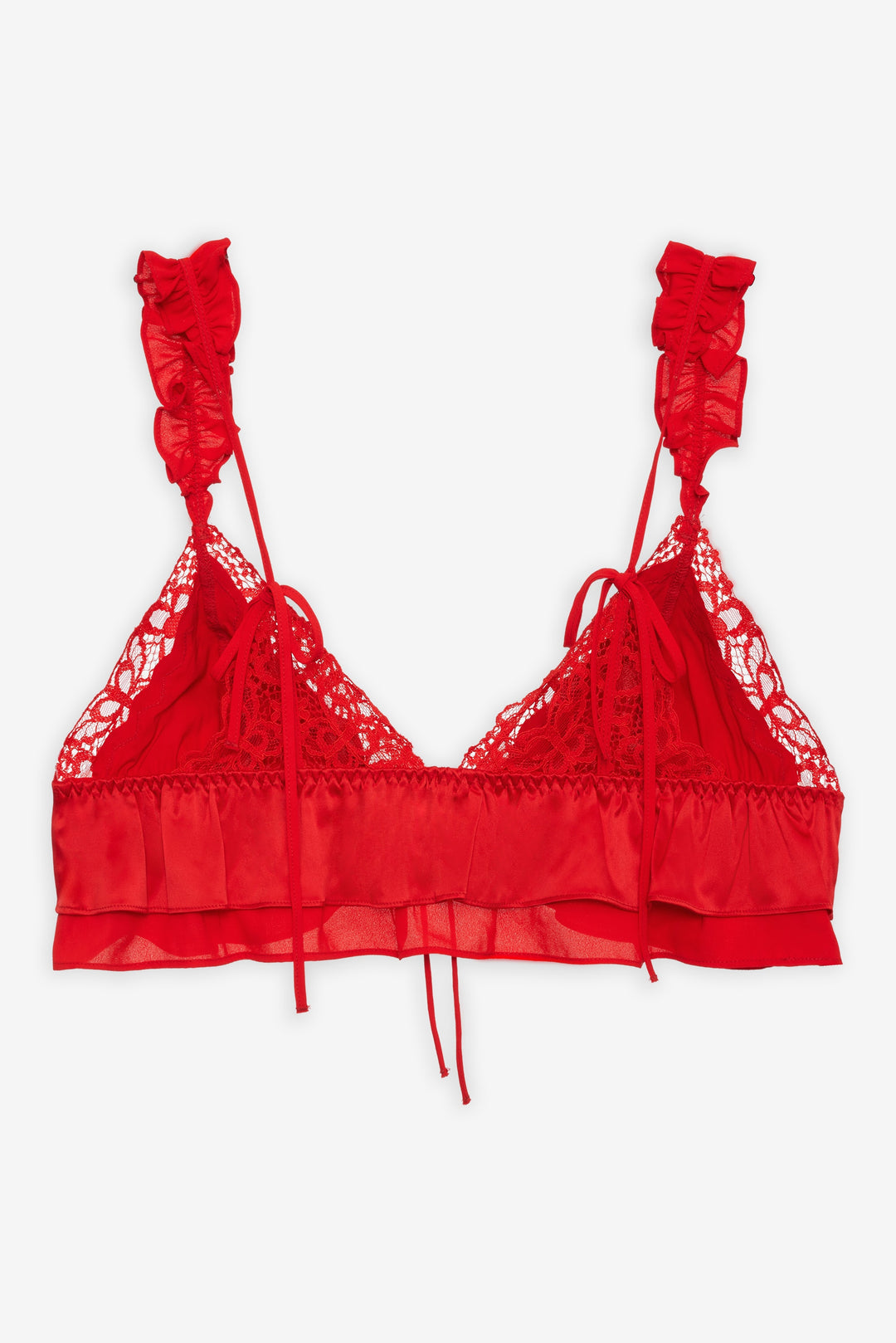 Butterfly Lace Ruffle Bralette - Red | For Love and Lemons