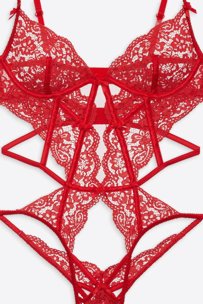 Creamsicle Lace Bodysuit - Red | For Love and Lemons