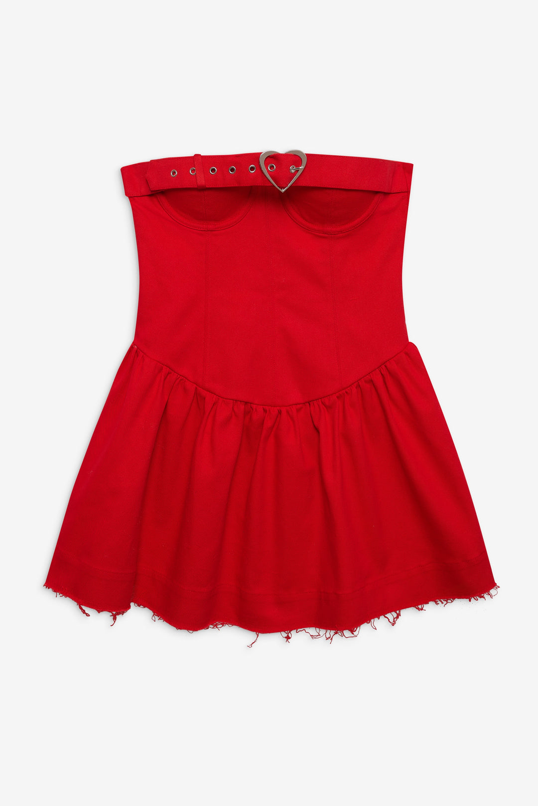 Lipstick Denim Mini Dress - Red | For Love and Lemons